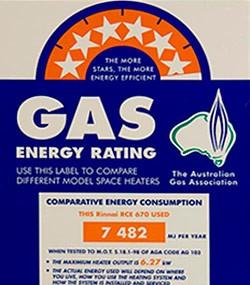 Gas energy rating label